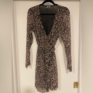 & Other Stories floral mesh wrap dress